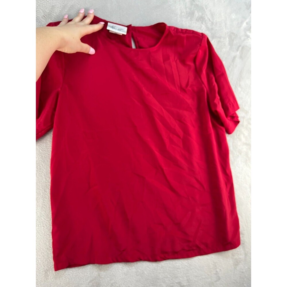 KATHIE LEE COLLECTION Women's 12 Red Top Pullover Short Sleeve Multicolor